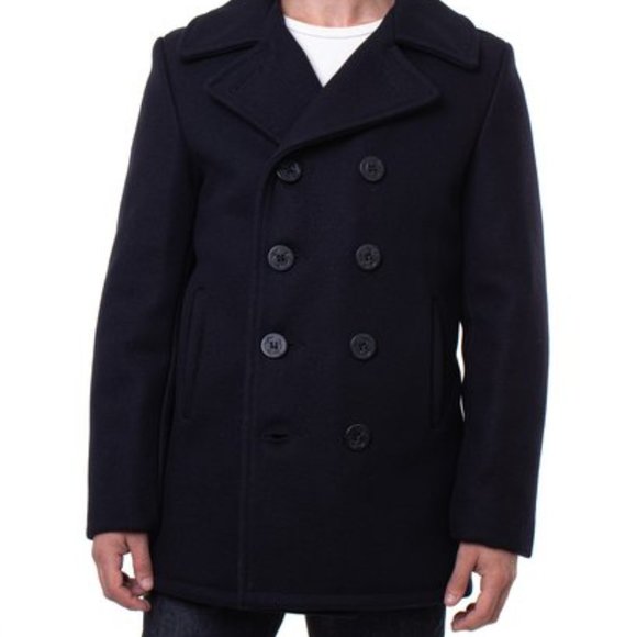 Schott - Classic Melton Wool Navy Pea Coat - Picture 3 of 3